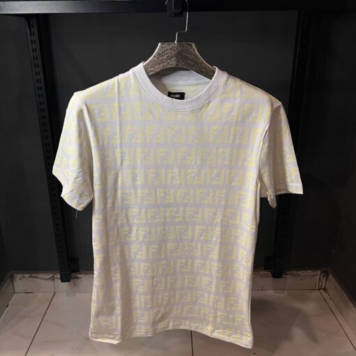 FENDI WHITE TSHIRT YELLOW PRINT