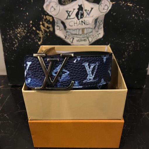 LOUIS VUITTON GOLDEN BUCKLE BLUE BELT - Image 2