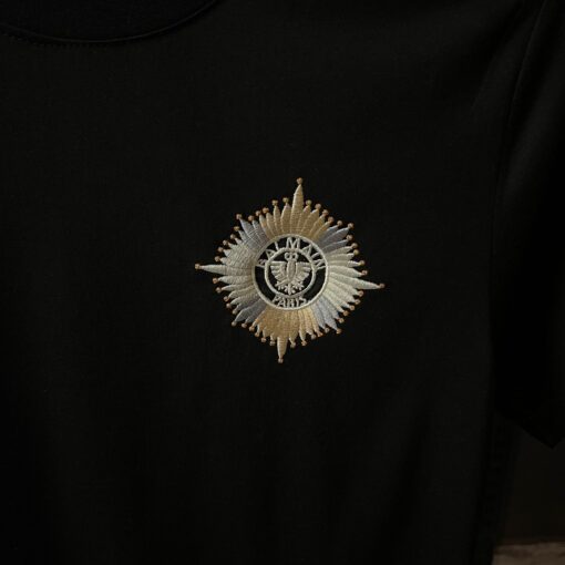 BALMAIN BLACK TSHIRT GOLDEN SILVER PATCHE - Image 2