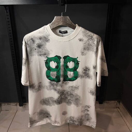 BALENCIAGA WHITE TSHIRT GREEN PRINT