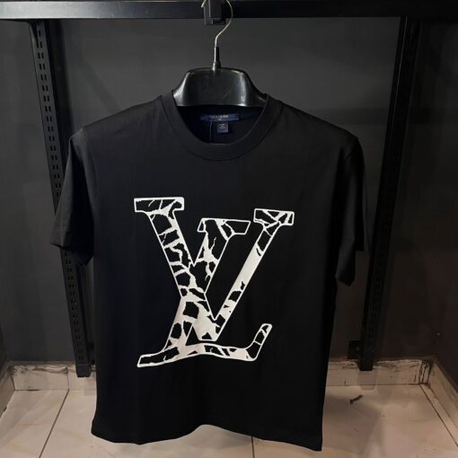 LOUIS VUITTON BLACK TSHIRT WHITE PRINT FRONT AND BACK