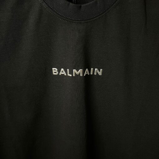 BALMAIN BLACK TSHIRT SILVER PATCHE OVER SIZED - Image 2