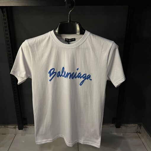 BALENCIAGA WHITE TSHIRT BLUE PRINT