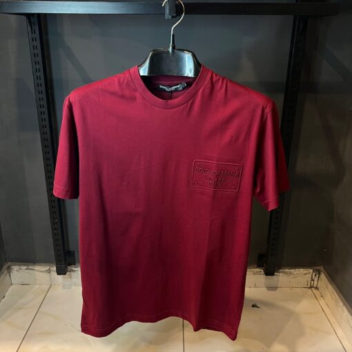 D&G MAROON TSHIRT PUNCHED PATCHE OVER SIZED