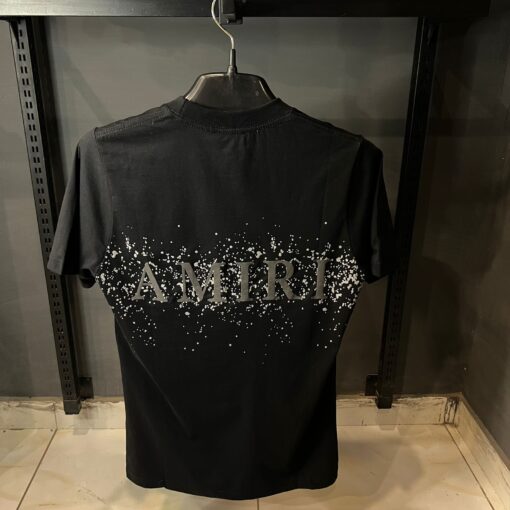 AMIRI BLACK TSHIRT GRAY PRINT FRONT AND BACK - Image 2