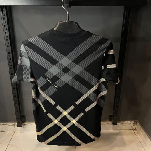 Burberry T-Shirt, Mens Black Cotton T-Shirt With Geometric Print - Image 2