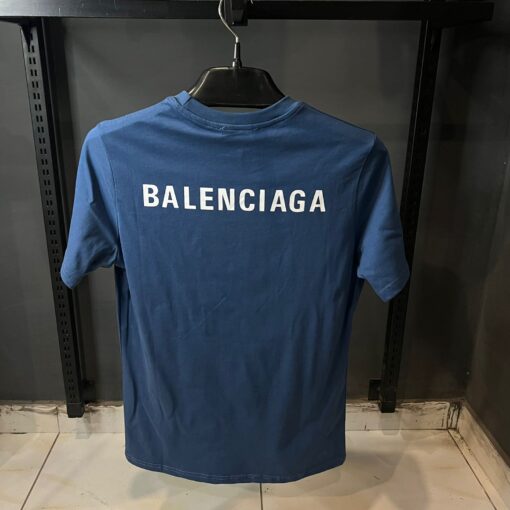 BALENCIAGA BLUE TSHIRT WHITE PRINT - Image 2