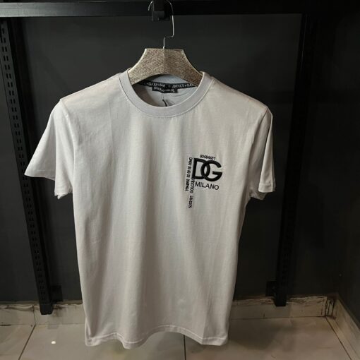 D&G GRAY TSHIRT WHITE EMBROIDERED PATCHE