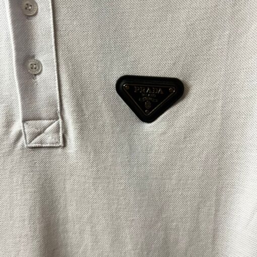 Prada Logo embellished terry white polo shirt - Image 2