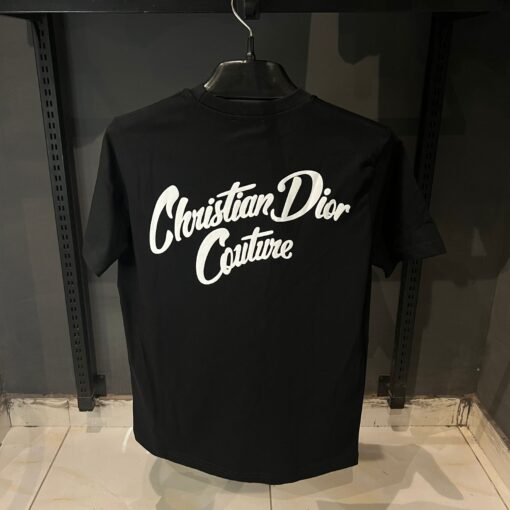 DIOR Destruction Signature Logo Black Tshirt