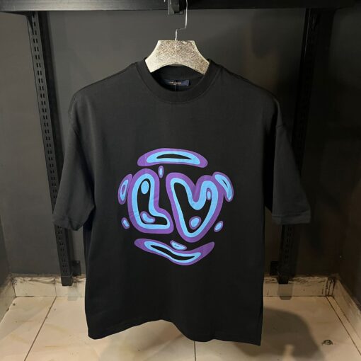 Louis Vuitton Blue Purple print Black Tshirt