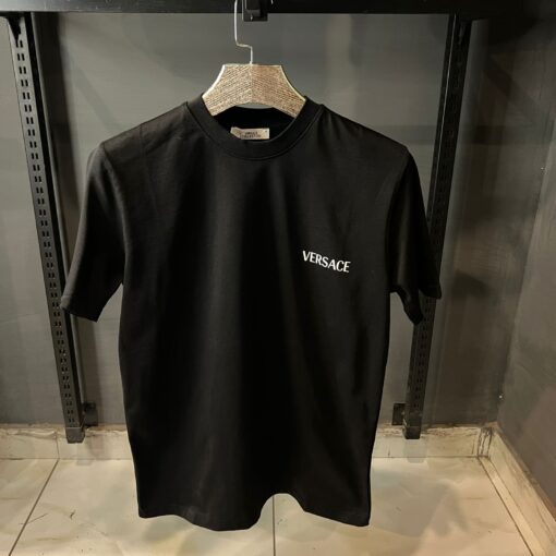 VERSACE Logo Cotton Jersey Black Over sized T-shirt - Image 4