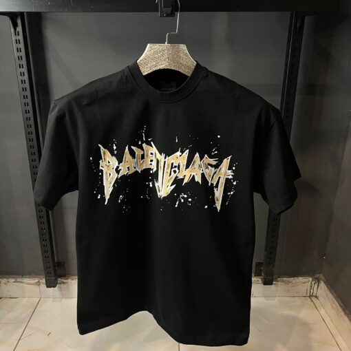 BALENCIAGA BLACK OVER SIZED TSHIRT TEXTURE PRINT