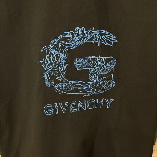 GIVENCHY BLACK TSHIRT BLUE THREAD - Image 2