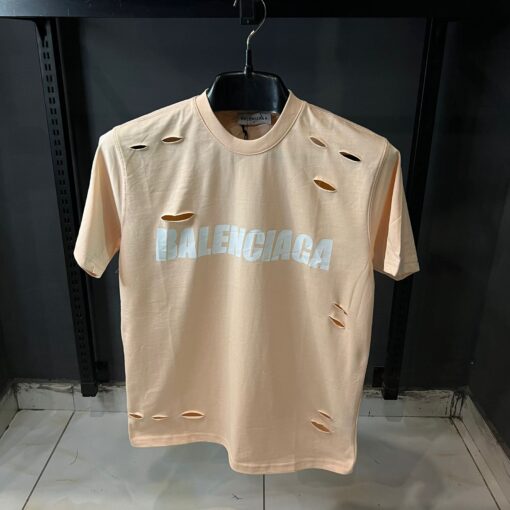 Balenciaga peach Archetype Logo Destroyed Over sized T-Shirt