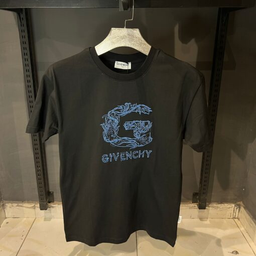 GIVENCHY BLACK TSHIRT BLUE THREAD