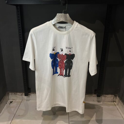 Offwhite Kaws Printed Cotton Summer White T-Shirt