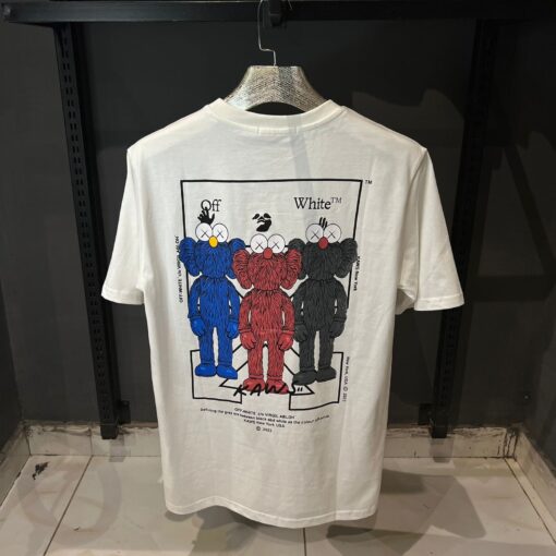 Offwhite Kaws Printed Cotton Summer White T-Shirt - Image 2