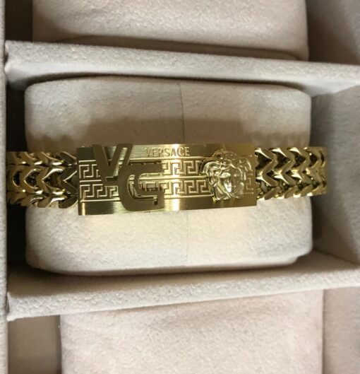 Men Versace stainless steel gold bracelet