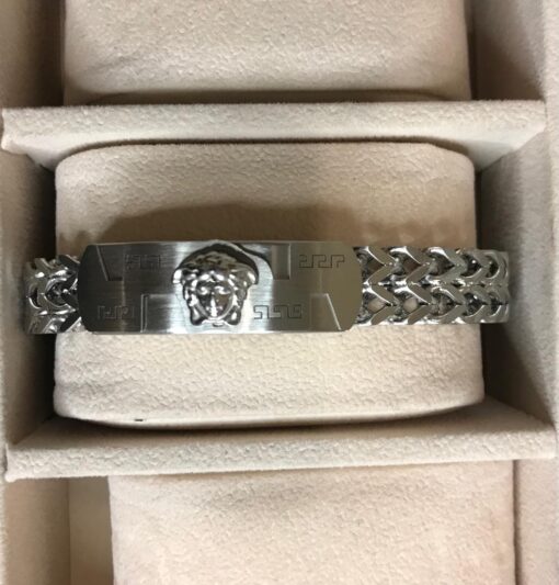 Men Versace stainless steel silver bracelet