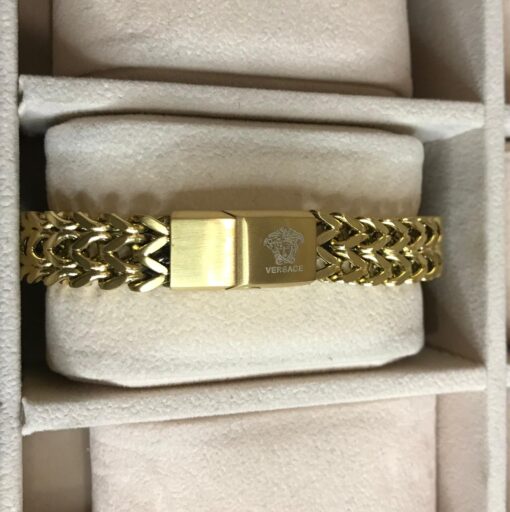 Men Versace stainless steel gold bracelet - Image 2