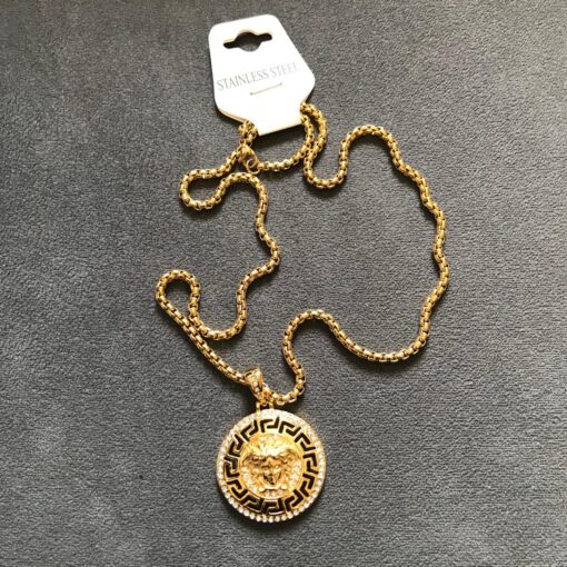 Versace medusa greca necklace.