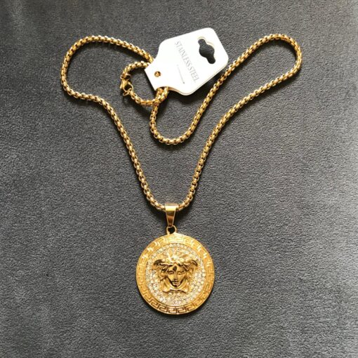 Golden Icedout Medusa Pendant Necklace