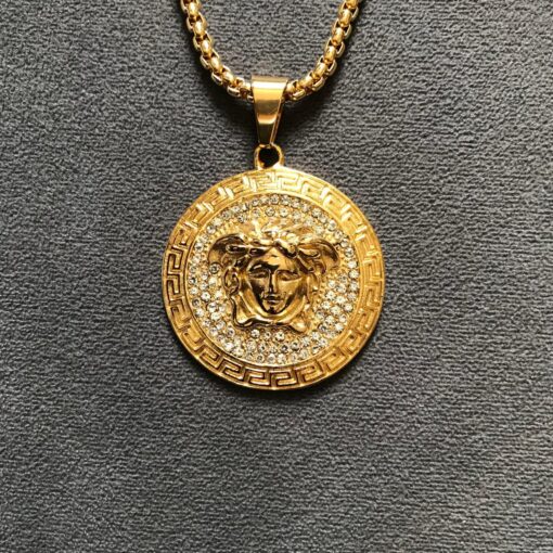 Golden Icedout Medusa Pendant Necklace - Image 2