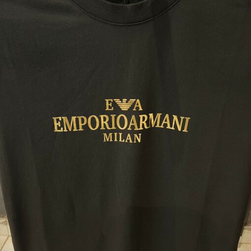 Emporio Armani Mens Gold Chest Logo T-Shirt - Black - Image 2