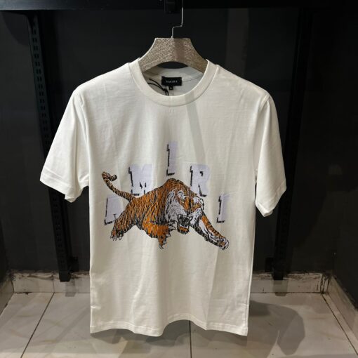 AMIRI WHITE TSHIRT TIGER PRINT OVER SIZED