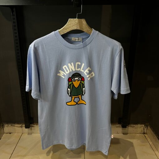 Moncler Monduck-print cotton Sky Blue T-shirt