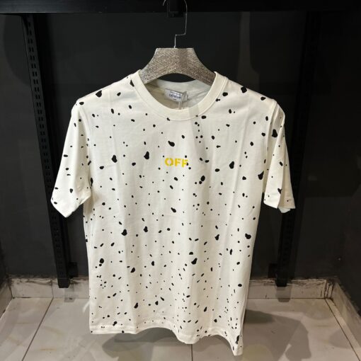 OffWhite paint splatterd black dots cotton mens t-shirt