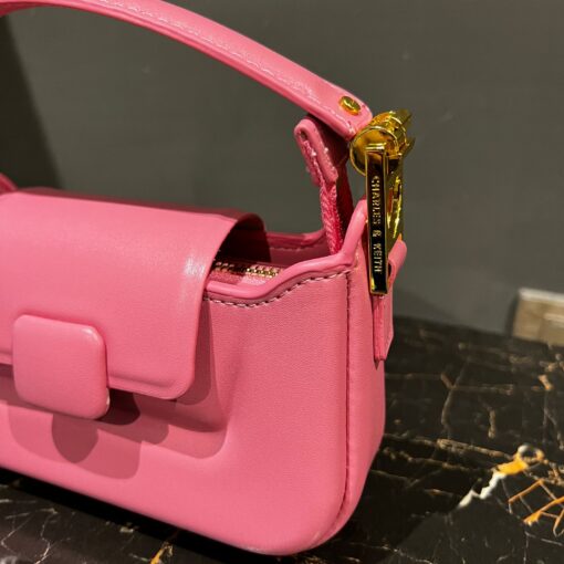 CHARLES AND KEITH Koa Leather Push Lock Top Handel Pink Bag - Image 6