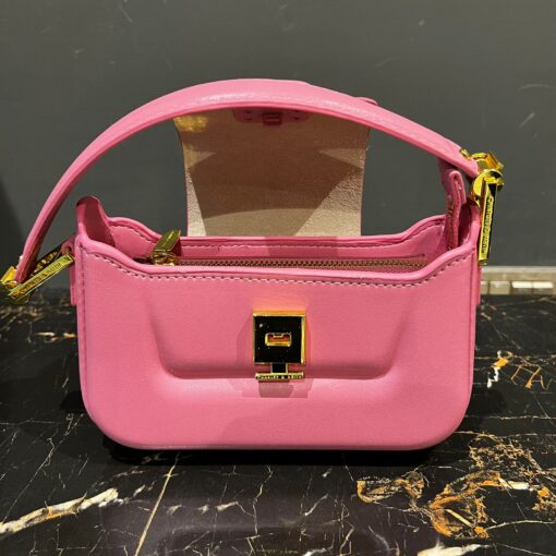 CHARLES AND KEITH Koa Leather Push Lock Top Handel Pink Bag - Image 9