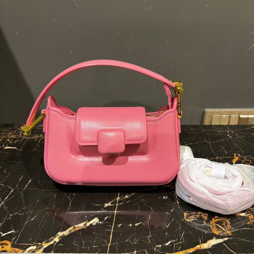 CHARLES AND KEITH Koa Leather Push Lock Top Handel Pink Bag - Image 3