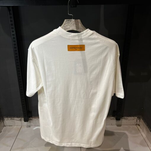 LOUIS VUITTON Damier French Terry Cotton White T-Shirt - Image 3