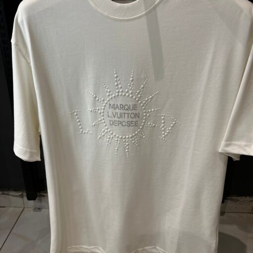 LOUIS VUITTON Damier French Terry Cotton White T-Shirt - Image 2