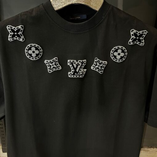 Louis Vuitton Monogram Black TShirt With monogram Patches - Image 3