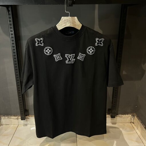 Louis Vuitton Monogram Black TShirt With monogram Patches