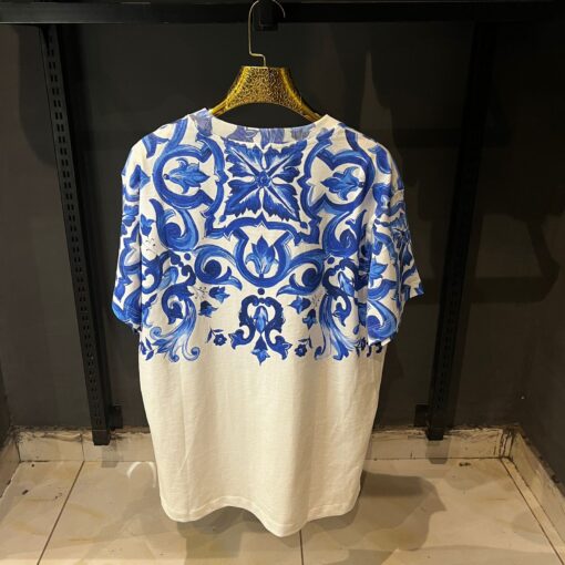 Dolce and Gabbana Majolica-print cotton White T-shirt - Image 3