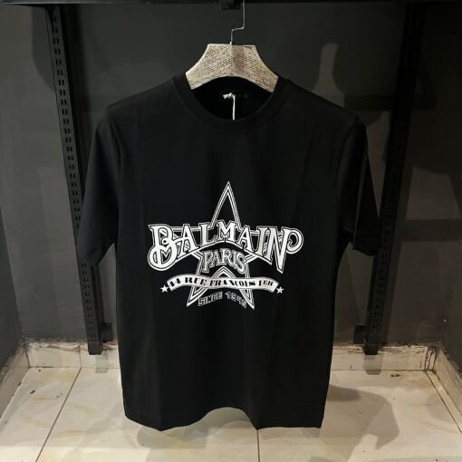 Balmain Black Logo Print Crew Neck t-shirt