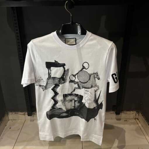 GG graphic-print cotton jersey white Tshirt