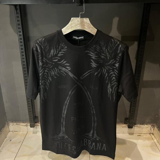 DOLCE AND GABBANA cotton T-shirt with banana tree print