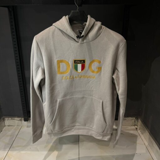 DOLCE AND GABBANA Italia Print Cotton Hoodie In Bianco