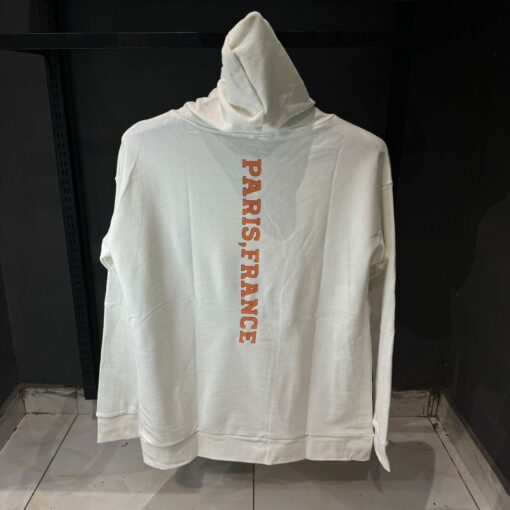 Balenciaga Maison Wide Fit White Hoodie in Fleece - Image 2