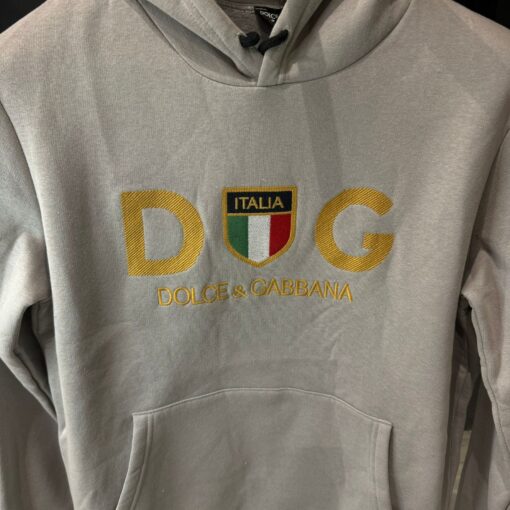 DOLCE AND GABBANA Italia Print Cotton Hoodie In Bianco - Image 2