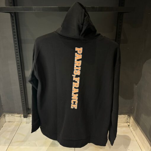 Balenciaga Maison Wide Fit Black Hoodie in Fleece - Image 3