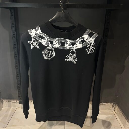 Philipp Plein chain print cotton Sweatshirt