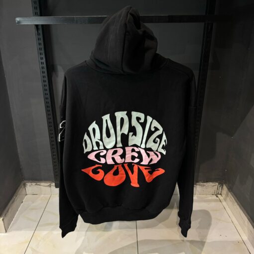 Dropsize Heavy Oversize Crew Love Hoodie Black (ORIGINAL) - Image 2