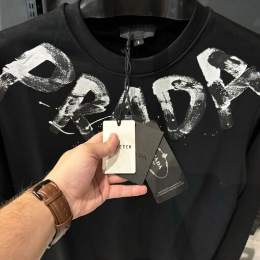 Prada cotton sweatshirt with contrasting inlaid logo - Image 2